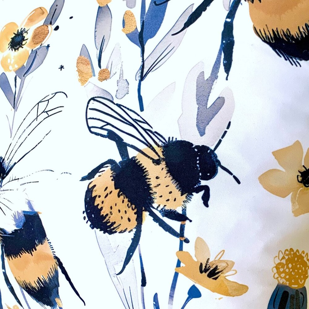 18" Sq Wildflower Meadow Flower Floral Bees Bumblebees Decorative Pillow Cover - Picture 4 of 6